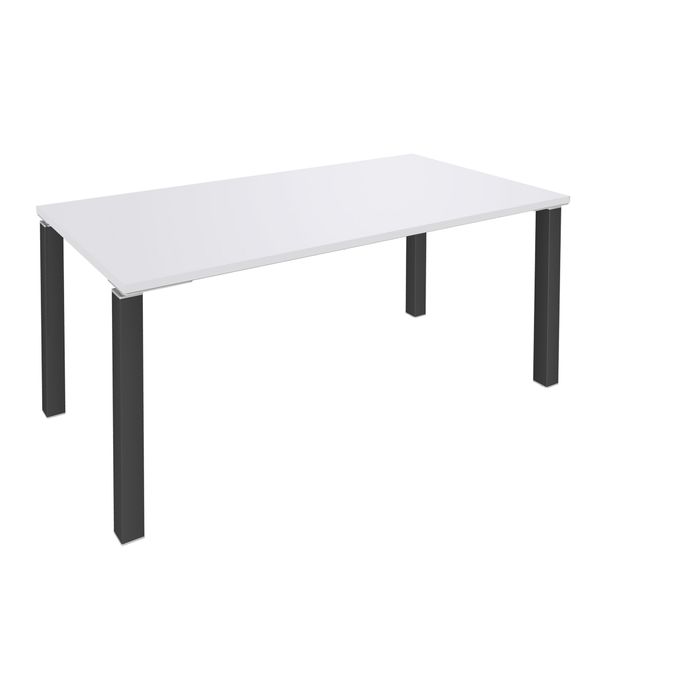 3253310163881-Bureau droit EXPRIM - L160 cm - Plateau Blanc perle - Pieds carbonne--0