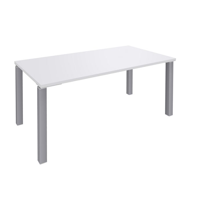 3253310148536-Bureau droit EXPRIM - L120 cm - Plateau Blanc perle - Pieds alu--0