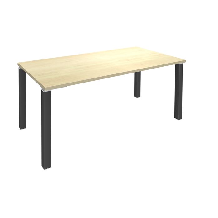 3253310146044-Bureau droit EXPRIM - L160 cm - Plateau imitation Erable - Pieds carbone--0