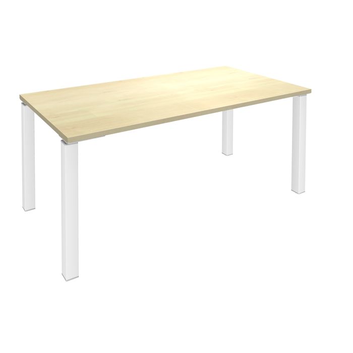 3253310163850-Bureau droit EXPRIM - L160 cm - Plateau imitation Erable - Pieds blanc--0