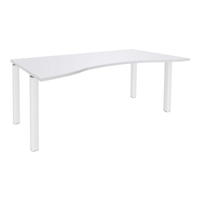 3253310165281-Bureau vague symétrique EXPRIM - L180 cm - Plateau Blanc perle - Pieds blanc--0