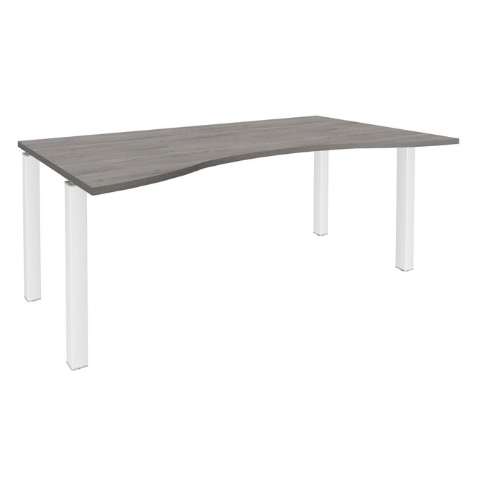 3253310165328-Bureau vague symétrique EXPRIM - L180 cm - Plateau imitation Chêne gris - Pieds blanc--0