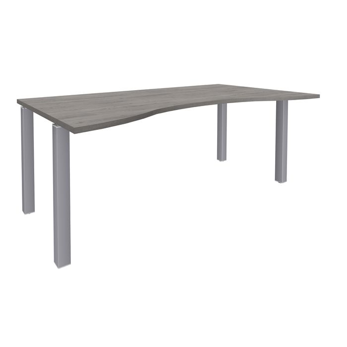 3253310165335-Bureau vague symétrique EXPRIM - L180 cm - Plateau imitation Chêne gris - Pieds alu--0