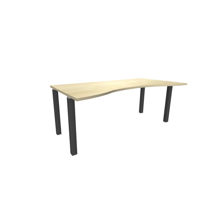 3253310165274-Bureau vague symétrique EXPRIM - L180 cm - Plateau imitation Erable - Pieds carbone--0