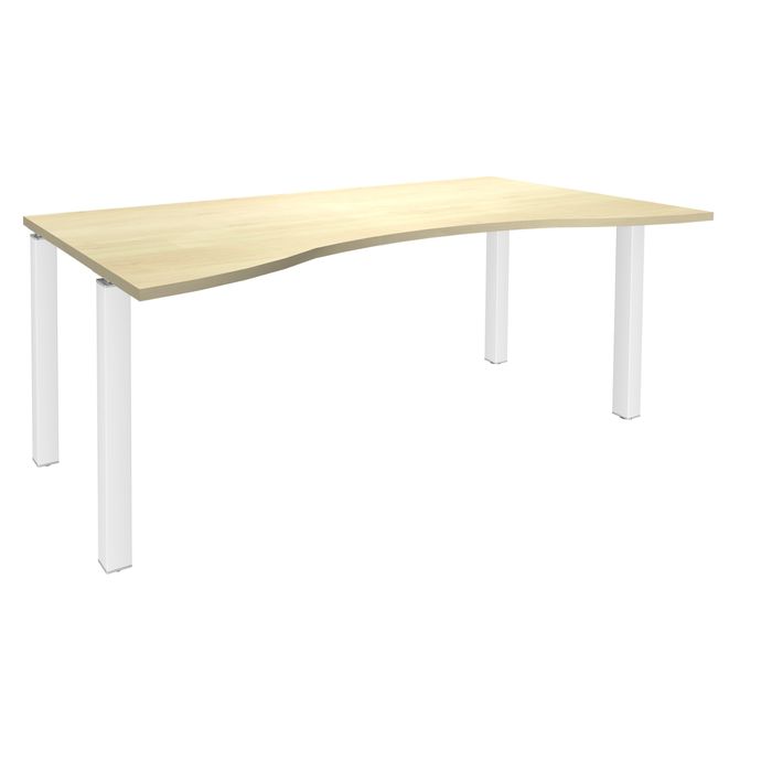 3253310165250-Bureau vague symétrique EXPRIM - L180 cm - Plateau imitation Erable - Pieds blanc--0