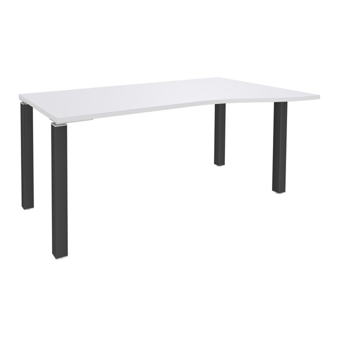 3253310165007-Bureau Vague EXPRIM - L160 cm - Retour droite - Plateau Blanc perle - Pieds carbone--0