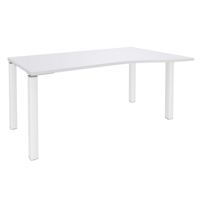 3253310164987-Bureau Vague EXPRIM - L160 cm - Retour droite - Plateau Blanc perle - Pieds blanc--0