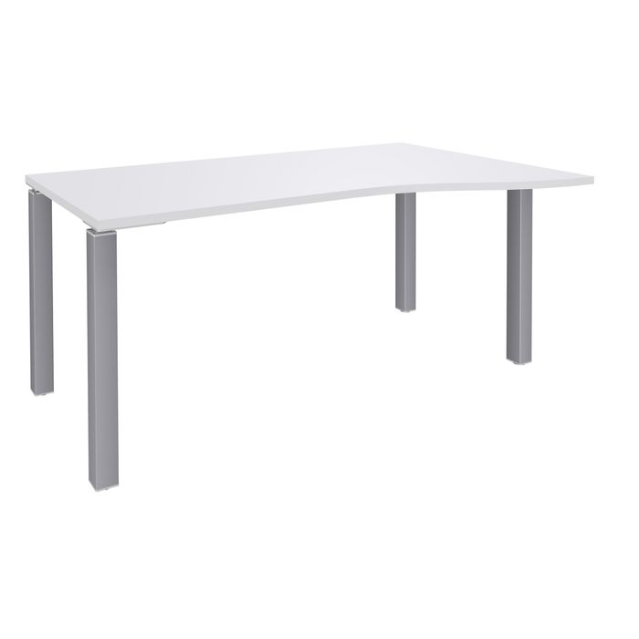 3253310164697-Bureau Vague EXPRIM - L140 cm - Retour droite - Plateau Blanc perle - Pieds alu--0