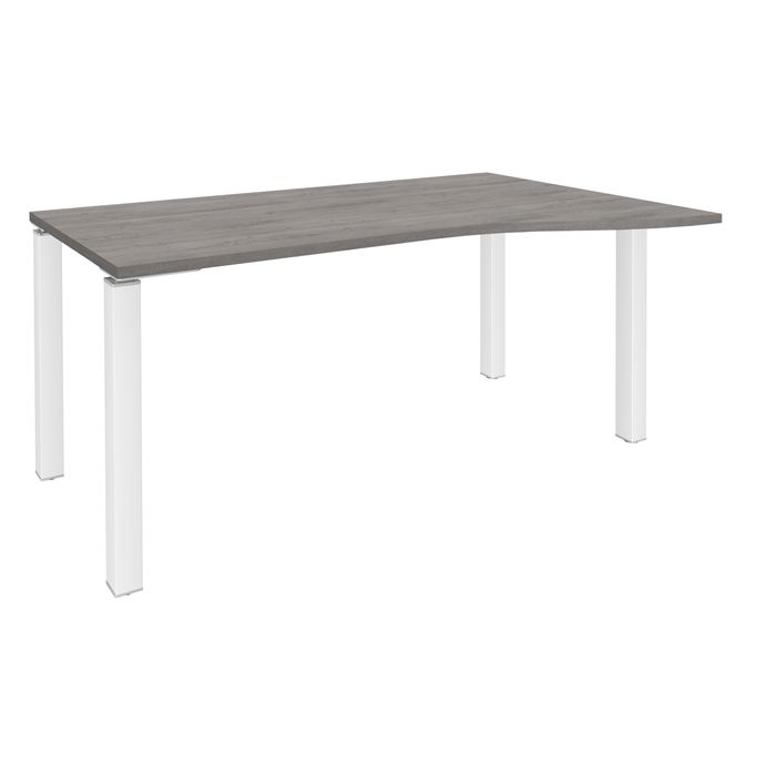 3253310164741-Bureau Vague EXPRIM - L140 cm - Retour droite - Plateau imitation Chêne gris - Pieds blanc--0