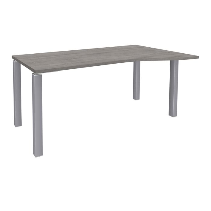 3253310164758-Bureau Vague EXPRIM - L140 cm - Retour droite - Plateau imitation Chêne gris - Pieds alu--0