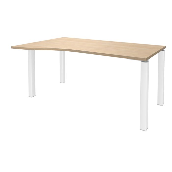 3253310164864-Bureau Vague EXPRIM - L140 cm - Retour gauche - Plateau imitation Chêne clair - Pieds blanc--0