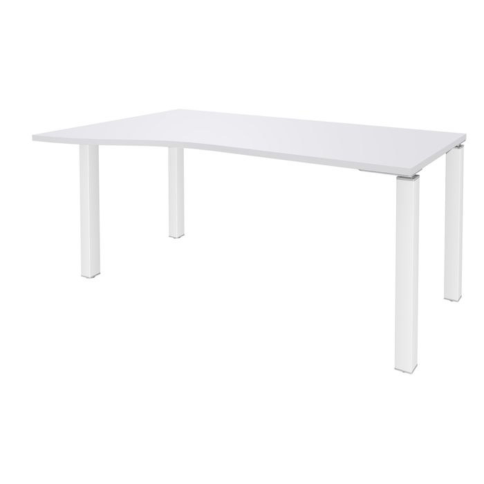 3253310165137-Bureau Vague EXPRIM - L160 cm - Retour gauche - Plateau Blanc perle - Pieds blanc--0