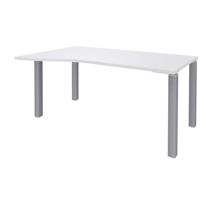 3253310165144-Bureau Vague EXPRIM - L160 cm - Retour gauche - Plateau Blanc perle - Pieds alu--0