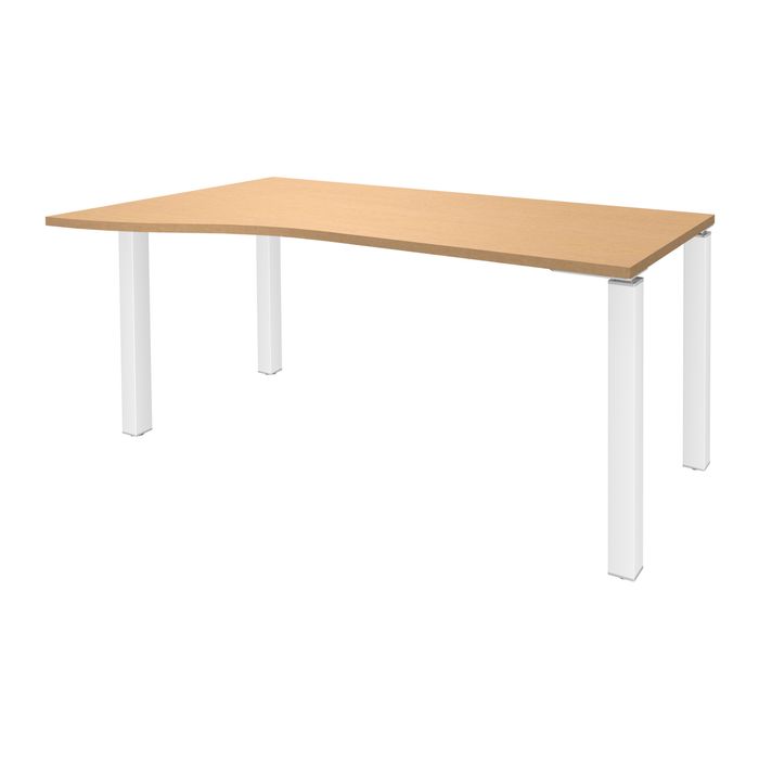 3253310164772-Bureau Vague EXPRIM - L140 cm - Retour gauche - Plateau imitation Hêtre - Pieds blanc--3