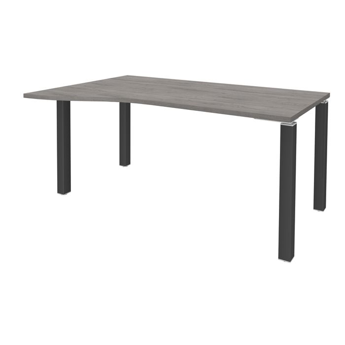 3253310164918-Bureau Vague EXPRIM - L140 cm - Retour gauche - Plateau imitation Chêne gris - Pieds carbone--0