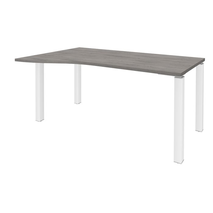 3253310165199-Bureau Vague EXPRIM - L160 cm - Retour gauche - Plateau imitation Chêne gris - Pieds blanc--0