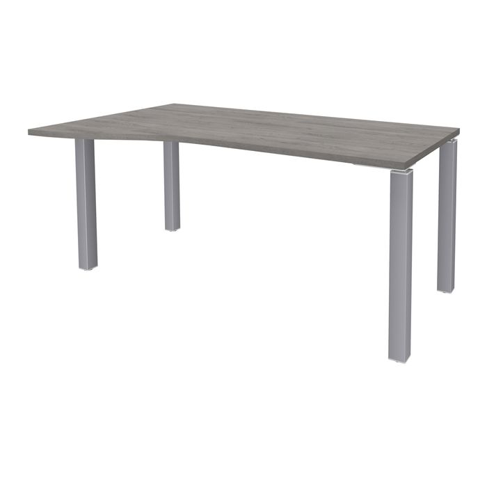 3253310165205-Bureau Vague EXPRIM - L160 cm - Retour gauche - Plateau imitation Chêne gris - Pieds alu--0