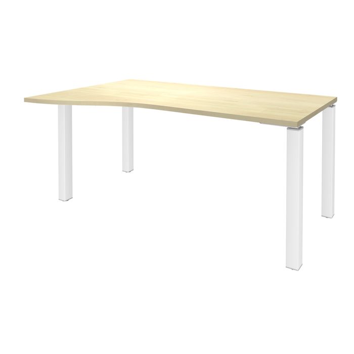 3253310165106-Bureau Vague EXPRIM - L160 cm - Retour gauche - Plateau imitation Erable - Pieds blanc--0