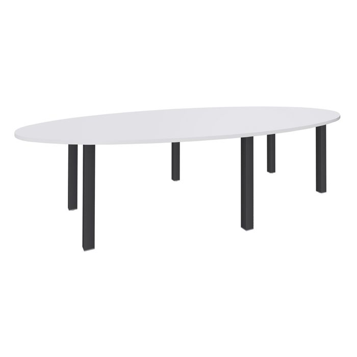 3253310170766-Table de réunion ovale - L280 cm - pieds exprim carbone - Plateau blanc perle --0