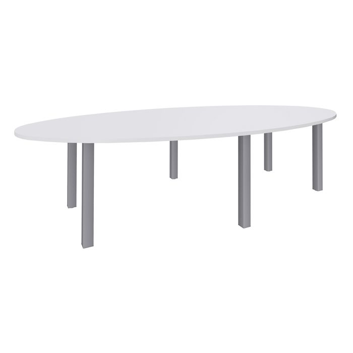 3253310170797-Table de réunion ovale - L280 cm - pieds exprim alu - Plateau blanc perle --0