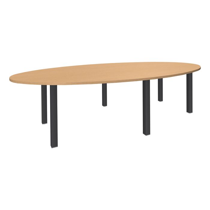 3253310171473-Table de réunion ovale - L280 cm - pieds exprim carbone - Plateau imitation hêtre --0
