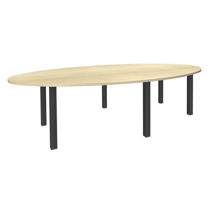 3253310171442-Table de réunion ovale - L280 cm - pieds exprim carbone - Plateau imitation érable --0