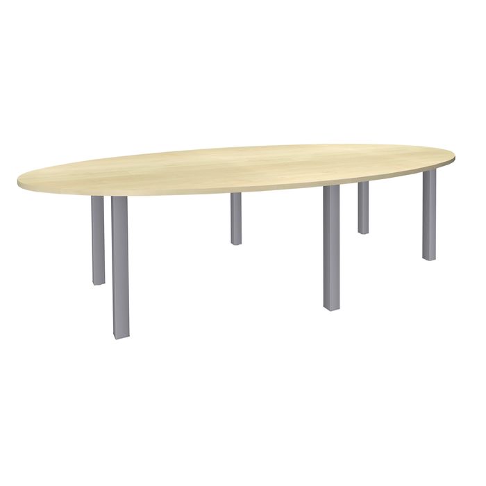 3253310171435-Table de réunion ovale - L280 cm - pieds exprim alu - Plateau imitation érable --0