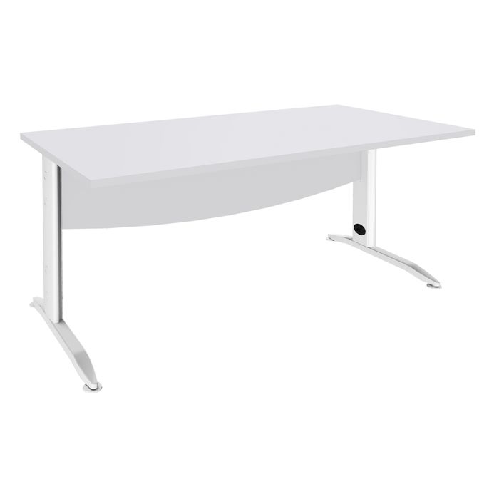 2012348122960-Bureau droit IDRA - L140 cm - Pieds blanc - plateau Blanc perle--0