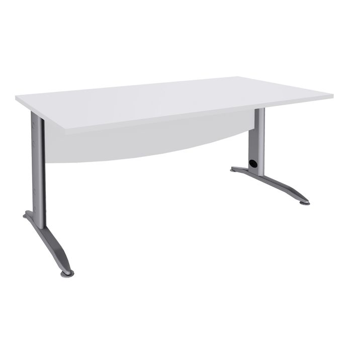 2012348123080-Bureau droit IDRA - L140 cm - Pieds alu - plateau Blanc perle--0