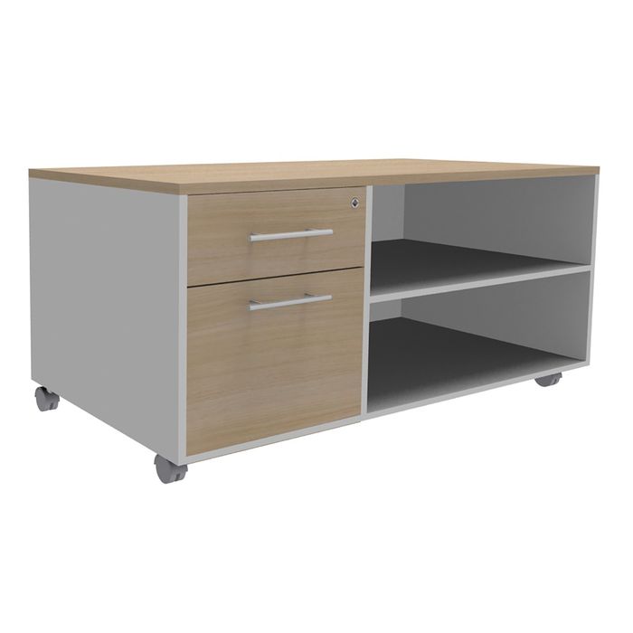 3253310147546-Console mobile INEO JET UP Bureau Vallée - L100 X H63 X P60 cm - 2 tiroirs dont 1 personnalisable en option - Finition imita--0