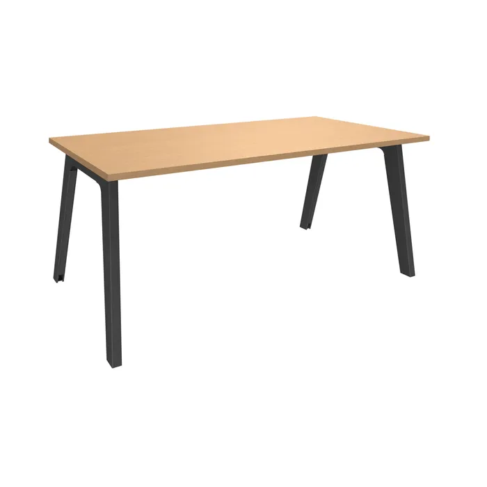 3253310162068-Bureau simple STEELY - L160 cm - Bureau de départ - Pieds carbone - plateau imitation Hêtre--0