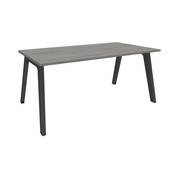 3253310161962-Bureau simple STEELY - L120 cm - Bureau de départ - Pieds carbone - plateau imitation Chêne gris--0