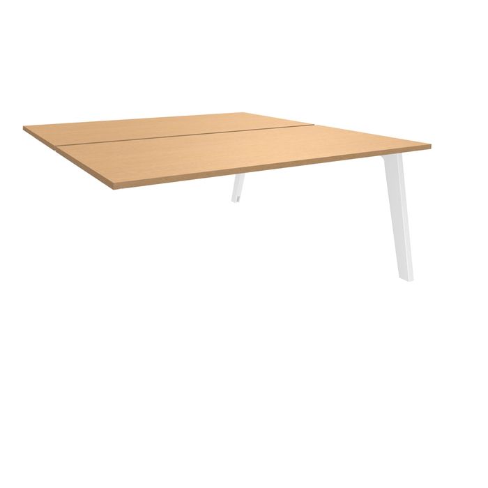 3253310162914-Bureau double STEELY - L120 cm - Double face Suivant - Pieds blanc - plateau imitation Hêtre--0