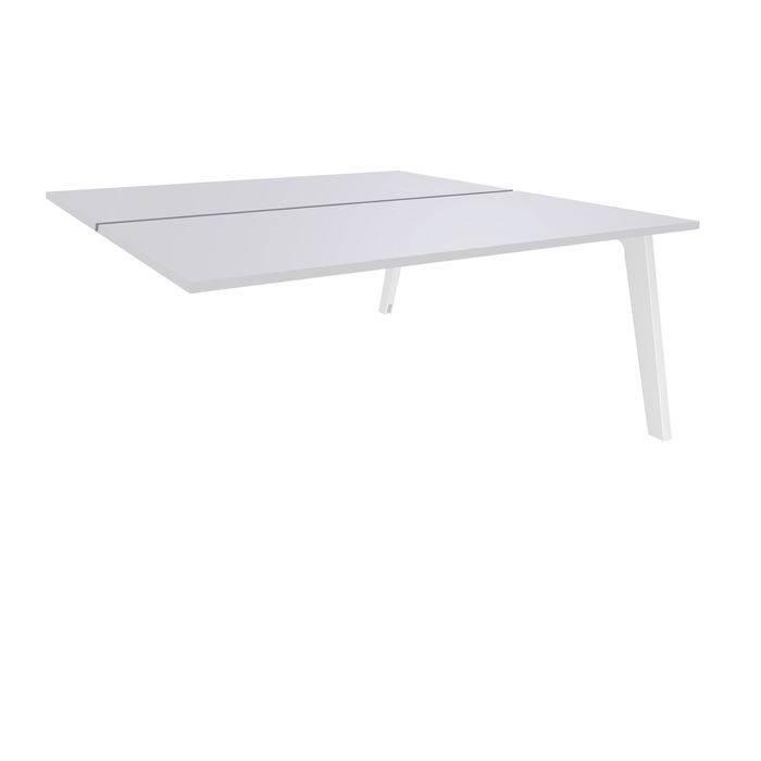 3253310163157-Bureau double STEELY - L160 cm - Double face Suivant - Pieds blanc - plateau Blanc Perle--0