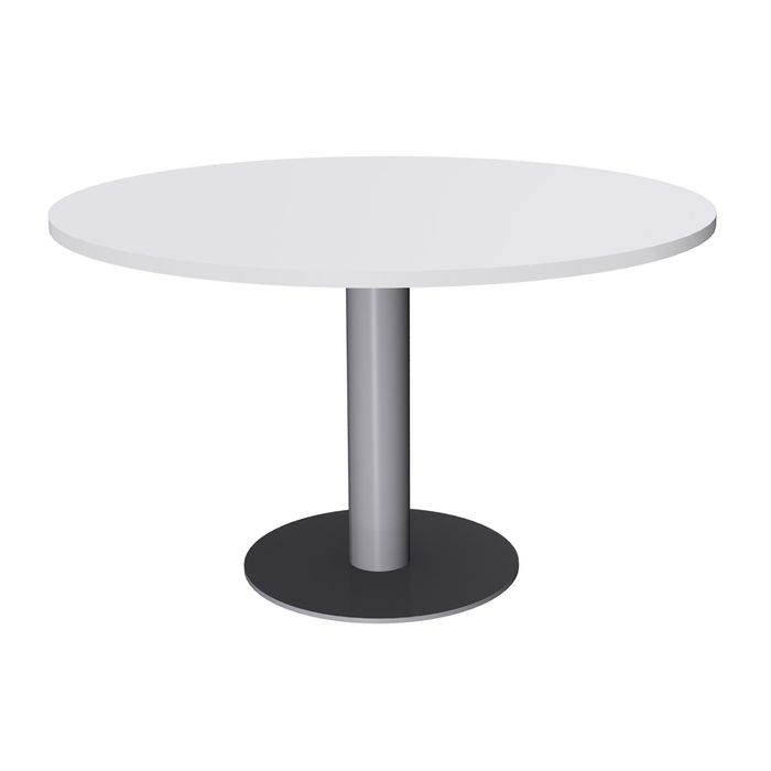 3253310171251-Table de réunion ronde - diam 100 cm - pieds tulipe alu - plateau blanc perle--0