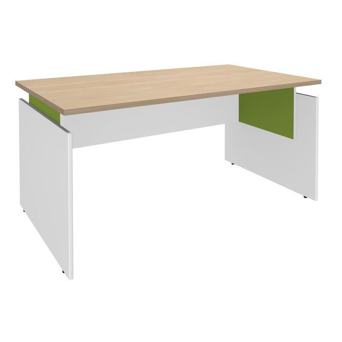 3253310147393-Bureau INEO JET UP Bureau Vallée - Réglable en hauteur - L120 x H74/78/82 x P80 cm - Pieds blanc - plateau imitation chêne clair --0