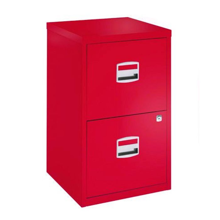 3700339877768-Classeur métallique monobloc - 2 tiroirs - H67 x L41 x P40 cm - rouge--0