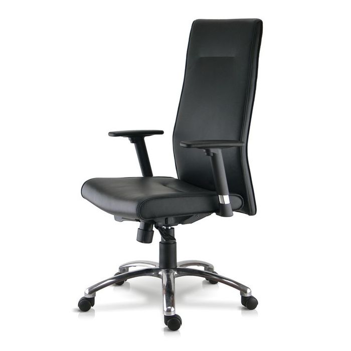 3660916025695-Fauteuil de bureau RACER DIRECTION - accoudoirs réglables - cuir noir--1