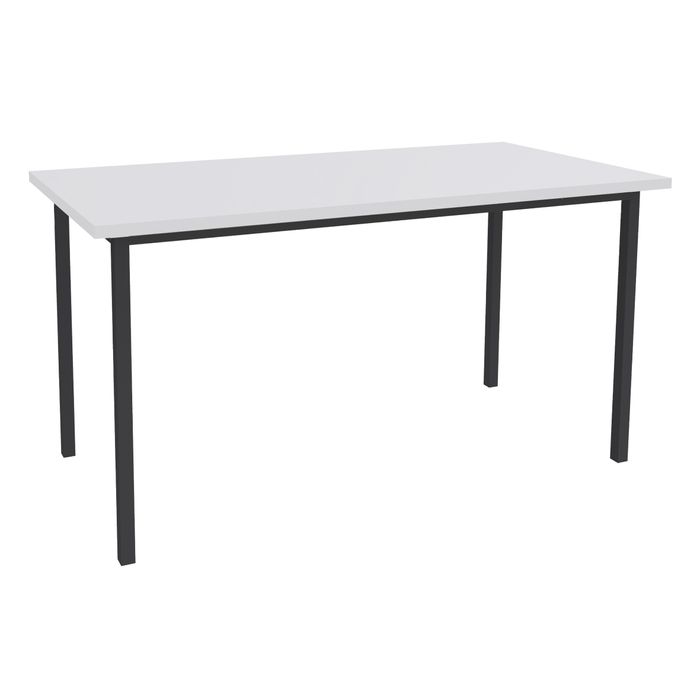 3253310154728-Table de réunion Rectangulaire - 140 x 70 cm - Pieds carrés anthracite - blanc perle--0