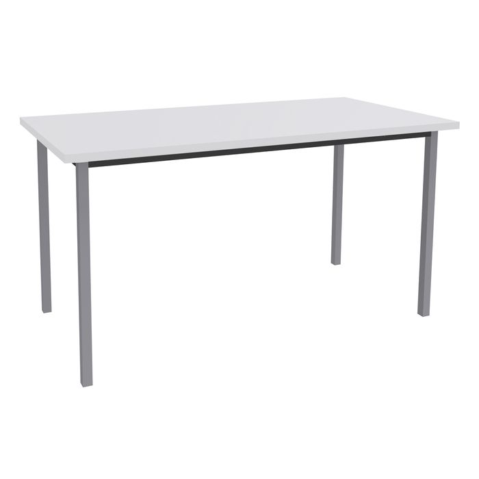 3253310120525-Table de réunion Rectangulaire - 140 x 70 cm - Pieds carrés aluminium - blanc perle--0