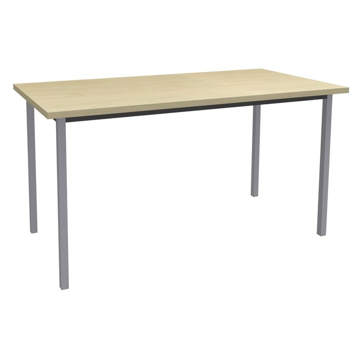 3253310129740-Table de réunion Rectangulaire - 120 x 60 cm - Pieds carrés aluminium - imitation érable--0