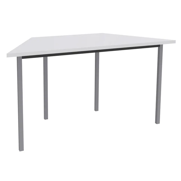 3253310134607-Table de réunion Trapèze - 140 x 70 cm - Pieds carrés aluminium - Blanc perle--0