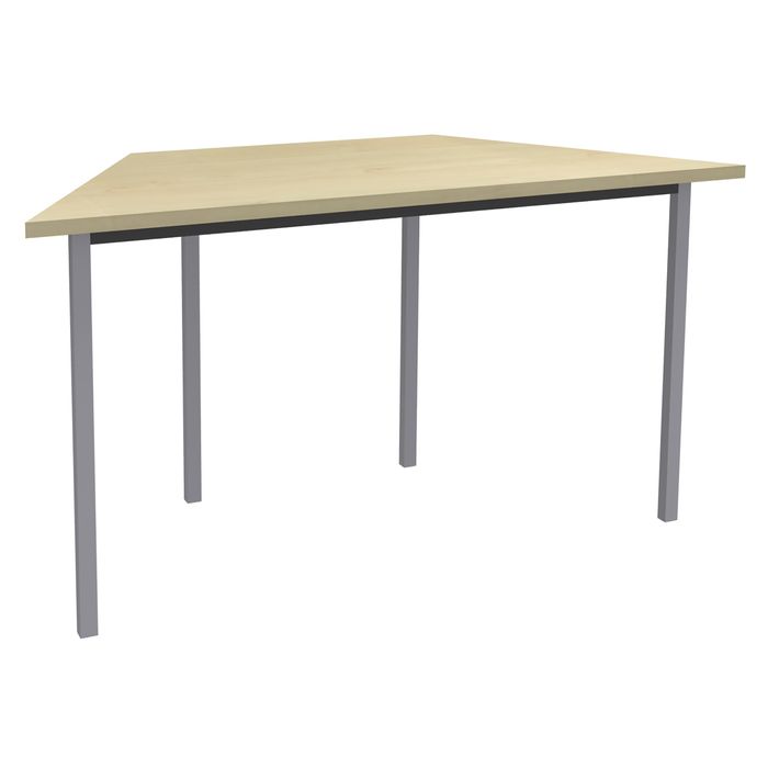 3253310129801-Table de réunion Trapèze - 120 x 60 cm - Pieds carrés aluminium - imitation Erable--0