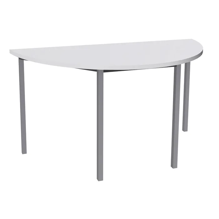 3253310129900-Table de réunion Demi-lune - 120 x 60 cm - Pieds carrés aluminium - Blanc perle--0