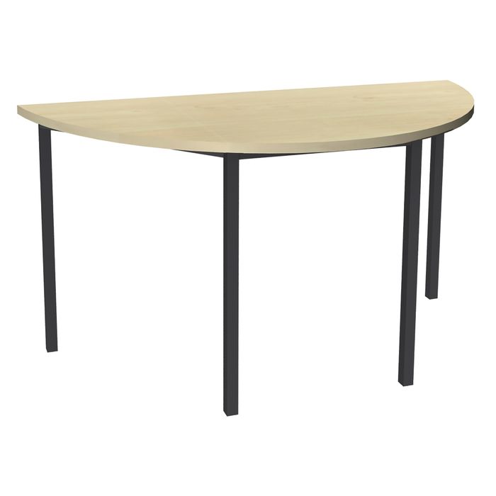 3253310154889-Table de réunion Demi-lune - 140 x 70 cm - Pieds carrés anthracite - imitation érable--0