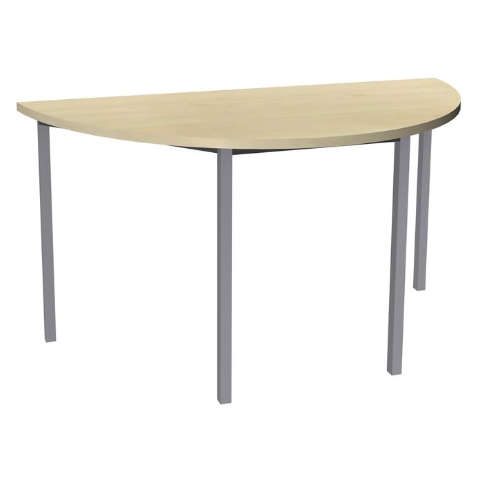 3253310154919-Table de réunion Demi-lune - 160 x 80 cm - Pieds carrés aluminium - imitation érable--0