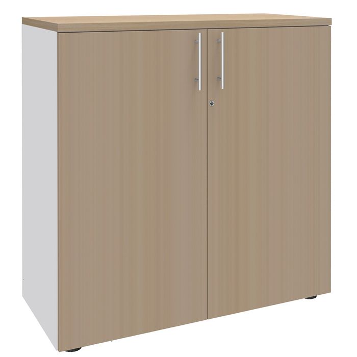 2012348123295-Armoire mi-haute IDRA/DUAL -  L80 x H102 x P47 - 2 portes - 2 tablettes métal DS - Corps blanc  - Portes et de--0