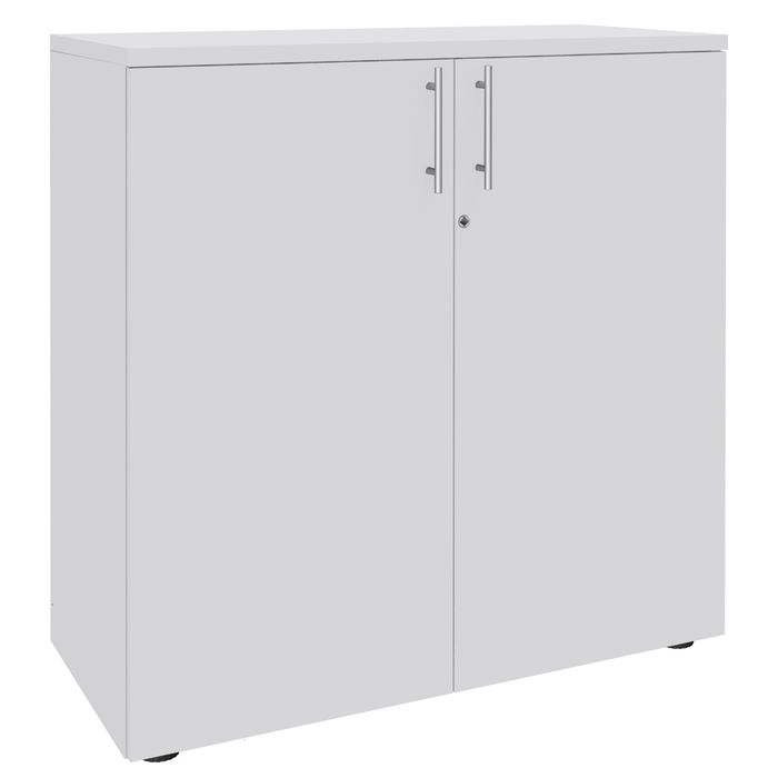 2012348123301-Armoire mi-haute IDRA/DUAL -  L80 x H102 x P47 - 2 portes - 2 tablettes métal DS - Corps blanc - Portes et d--0