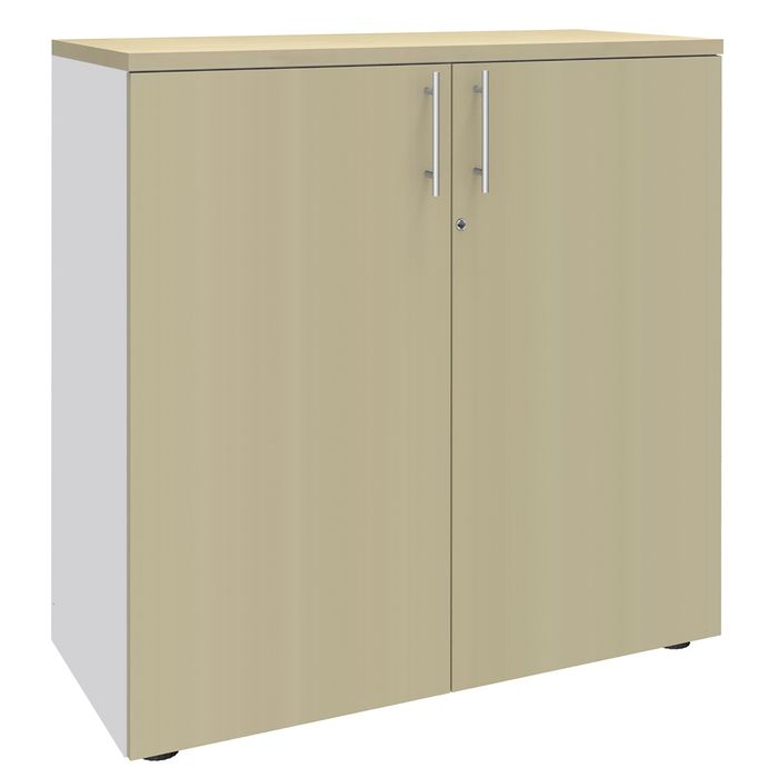 2012348123288-Armoire mi-haute IDRA/DUAL -  L80 x H102 x P47 - 2 portes - 2 tablettes métal DS - Corps blanc - Portes--0