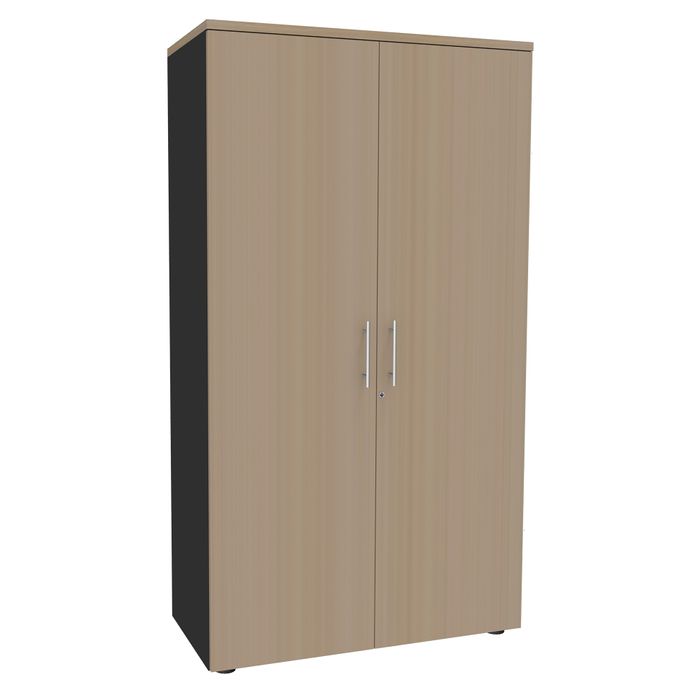 0404000124528-Armoire haute EXPRIM/URBAN/LOFTER/LEVEL - H180 x L80 x P47 - 2 portes - Corps Anthracite - Dessus et portes imita--0